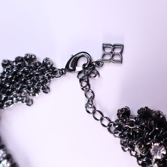BCBGMAXAZRIA Collared Clear CZ Rhinestone Gunmetal Statement Necklace - Picture 3 of 4